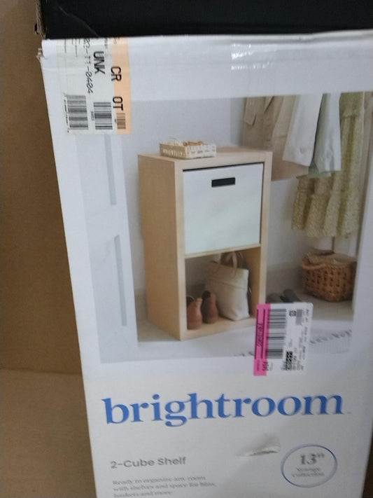 13'' 2 Cube Organizer Natural - Brightroom: Multicolor MDF Bookshelf with Storage Shelves & Anti-Tip Hardware