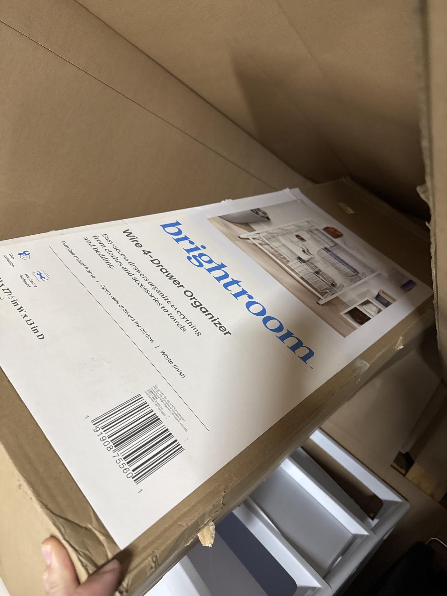 4 Drawer Metal Storage Organizer White - Brightroom: Steel Utility Storage, Fixed Shelves, Universal Wire Drawers