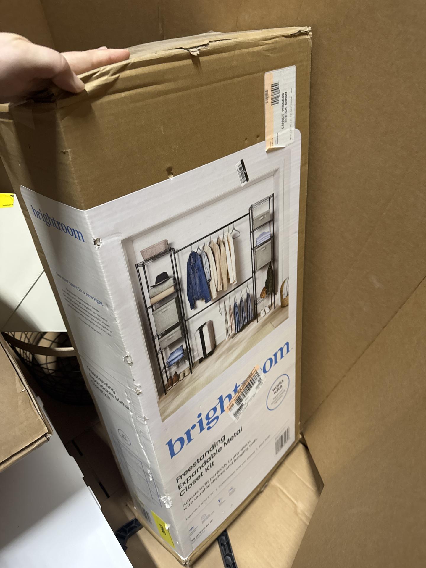 4'11" - 6'10" Wire Closet System Black - Brightroom: Adjustable Shelves, Steel Frame, 10-Piece Organizer Kit