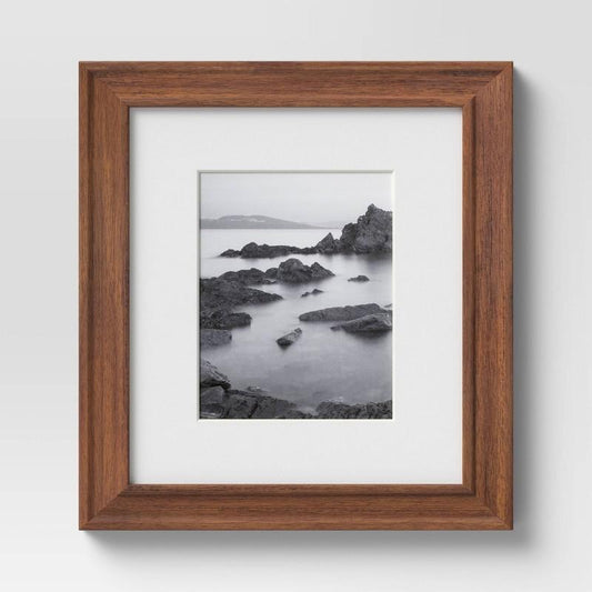 14" x 18" Matted to 11" x 14" Wood Wall Frame Midtone Woodgrain - Threshold: Traditional Style, MDF, Glass Glazing