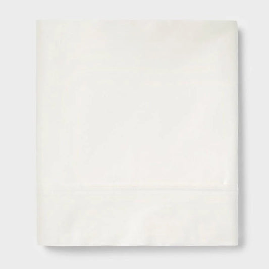 Queen 400 Thread Count Performance Flat Sheet Sour Cream - Threshold: Cotton Sateen, Machine Washable, STANDARD 100 by OEKO-TEX