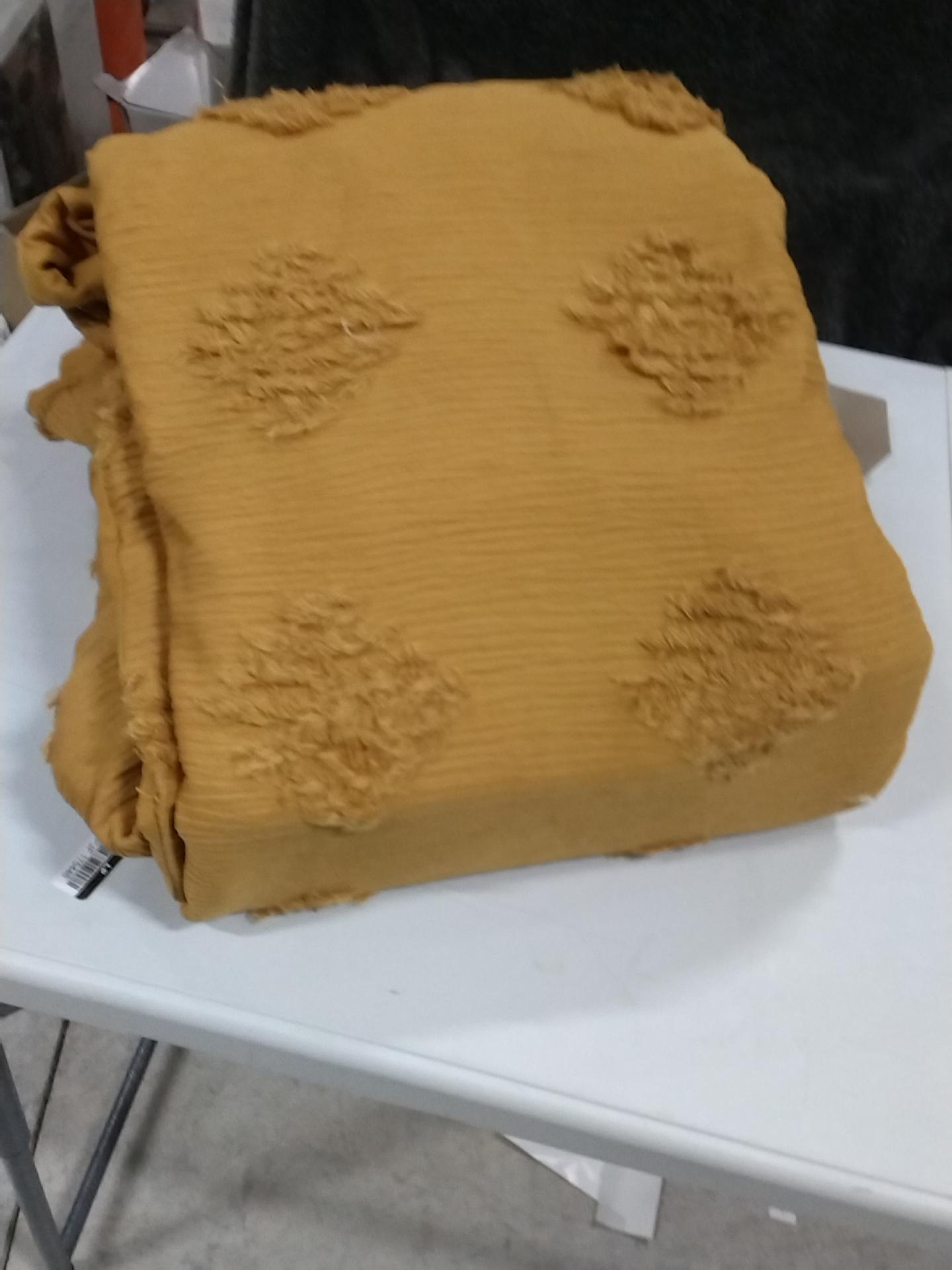 King Tufted Diamond Crinkle Duvet Cover and Sham Set Dark Gold - Threshold: Polyester, OEKO-TEX Certified, Machine Washable