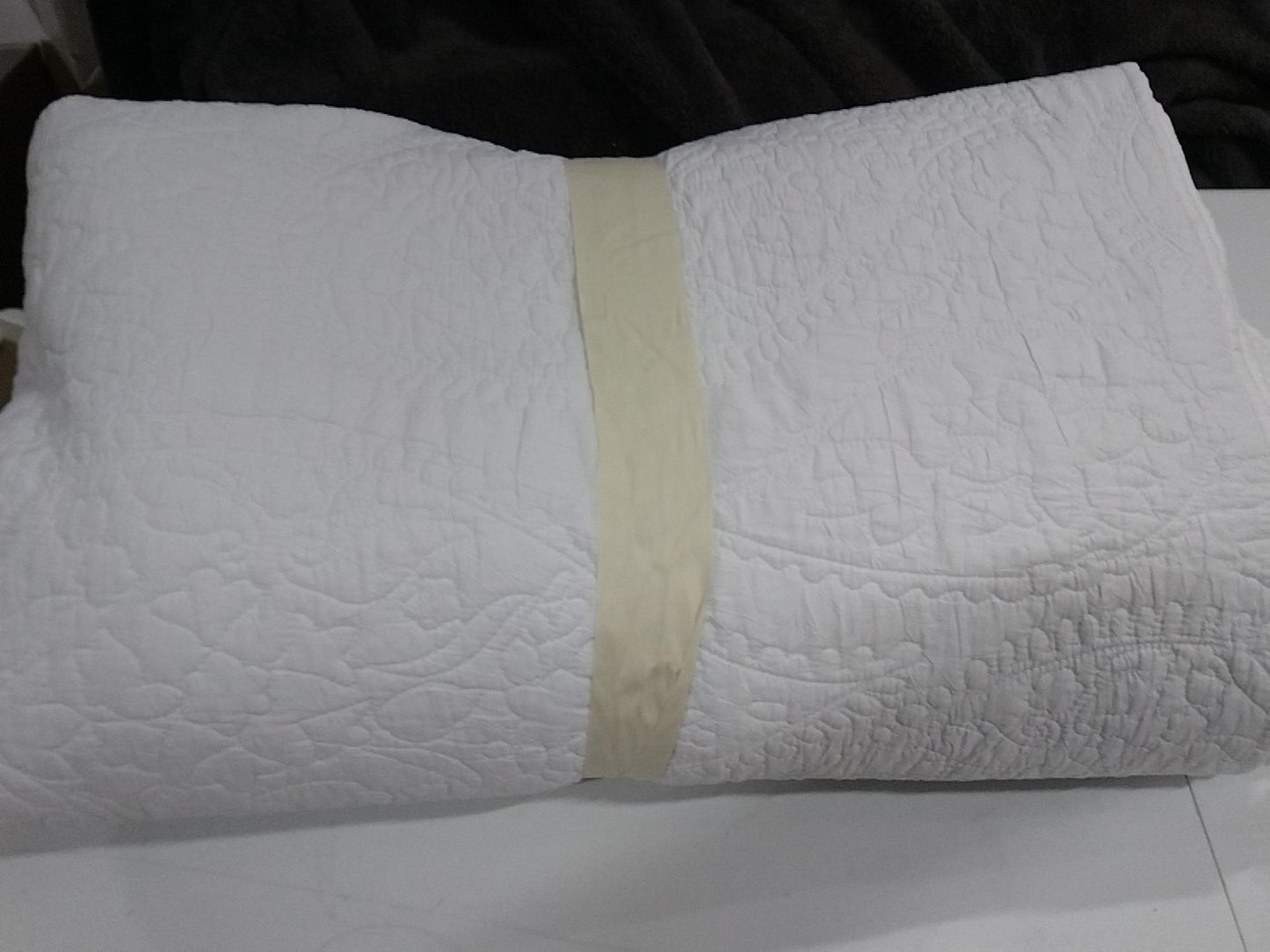 King Garment Washed Paisley Stitch Quilt White - Threshold: Microfiber Coverlet, Year Round Comfort, OEKO-TEX Certified