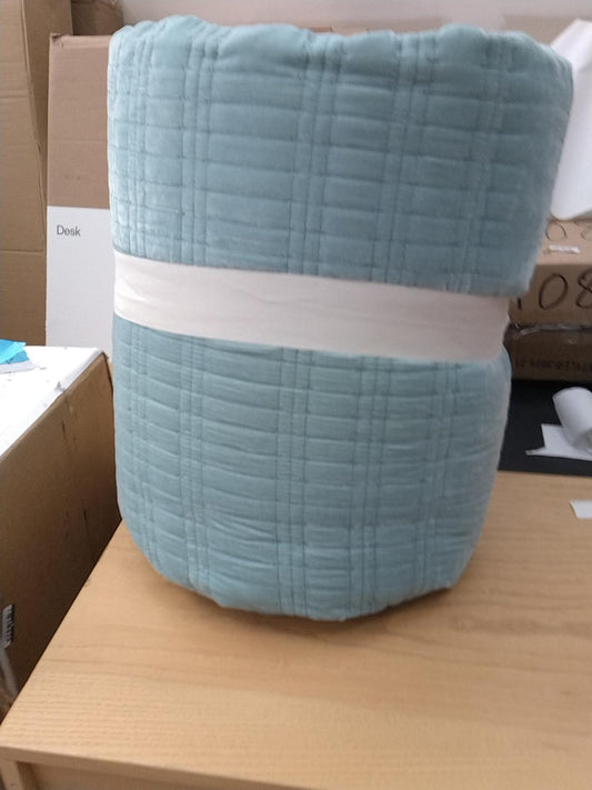 King Lofty Velvet Quilt Light Teal Blue - Threshold: Polyester Fill, Machine Washable, OEKO-TEX Certified