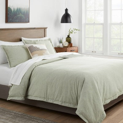 King Cotton Linen Chambray Duvet Cover & Sham Set Terracotta - Threshold: Woven Fabric, Midweight, Zipper Closure