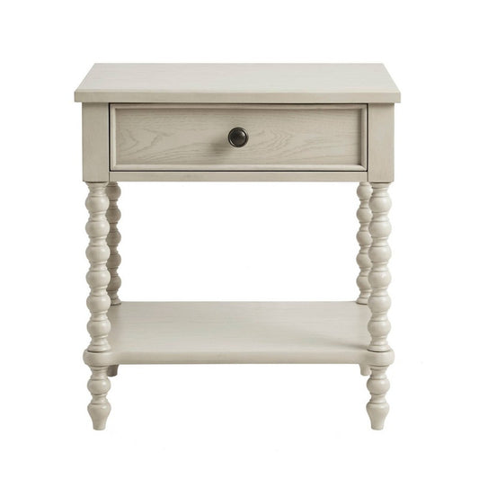 Beckett Nightstand Natural: Madison Park Whitewash, Single Drawer, Lower Shelf Storage, Wood Legs