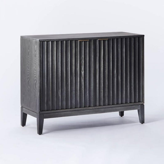 Thousand Oaks Wood Scalloped 2 Door Cabinet Black - Threshold designed with Studio McGee
