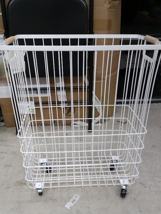 Wire Rolling Laundry Hamper - Brightroom: White Iron Clothes Hamper with Locking Wheels, Open-Top, No Assembly Required