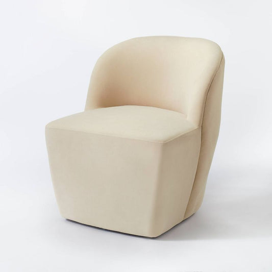 Pasadena Swivel Accent Chair Light Beige Velvet - Threshold™ Designed With Studio Mcgee: Armless, Curved Back, Plywood Frame : Target