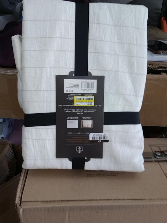 3pc Full/Queen Fine Stripe Duvet & Sham Set Twilight Taupe/Sour Cream - Hearth & Hand with Magnolia: Soft Rayon & Linen Blend (Please be advised that sets may be missing pieces or otherwise incomplete.)