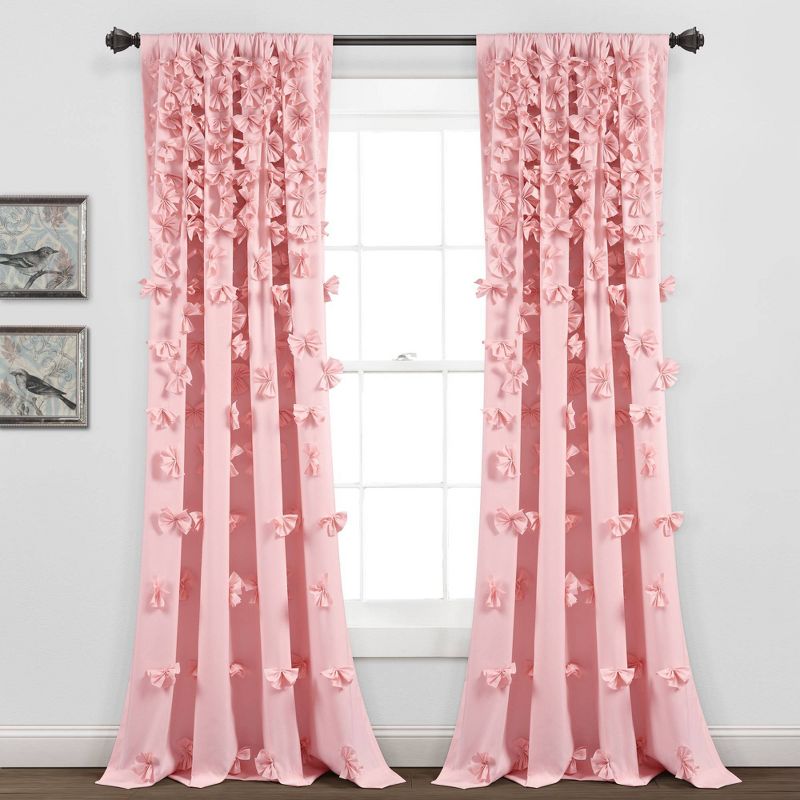 84"x54" Riley Sheer Window Curtain Panel Pink - Lush Décor: Microfiber Rod Pocket, Botanical Pattern, Oeko-tex Certified : Target