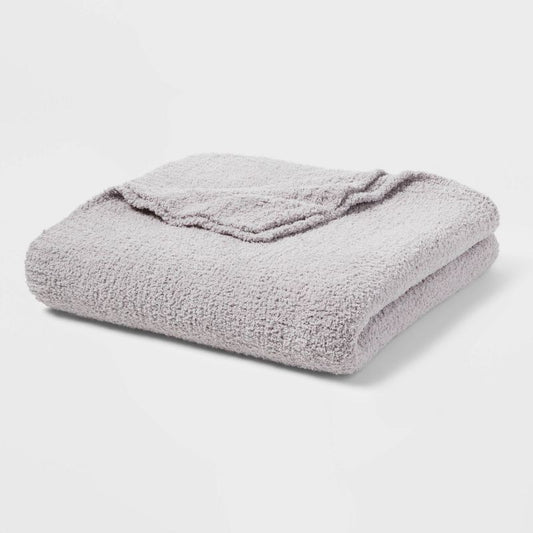 King Cozy Chenille Bed Blanket Gray - Threshold: Midweight, Knitted, Machine Washable, For All Ages