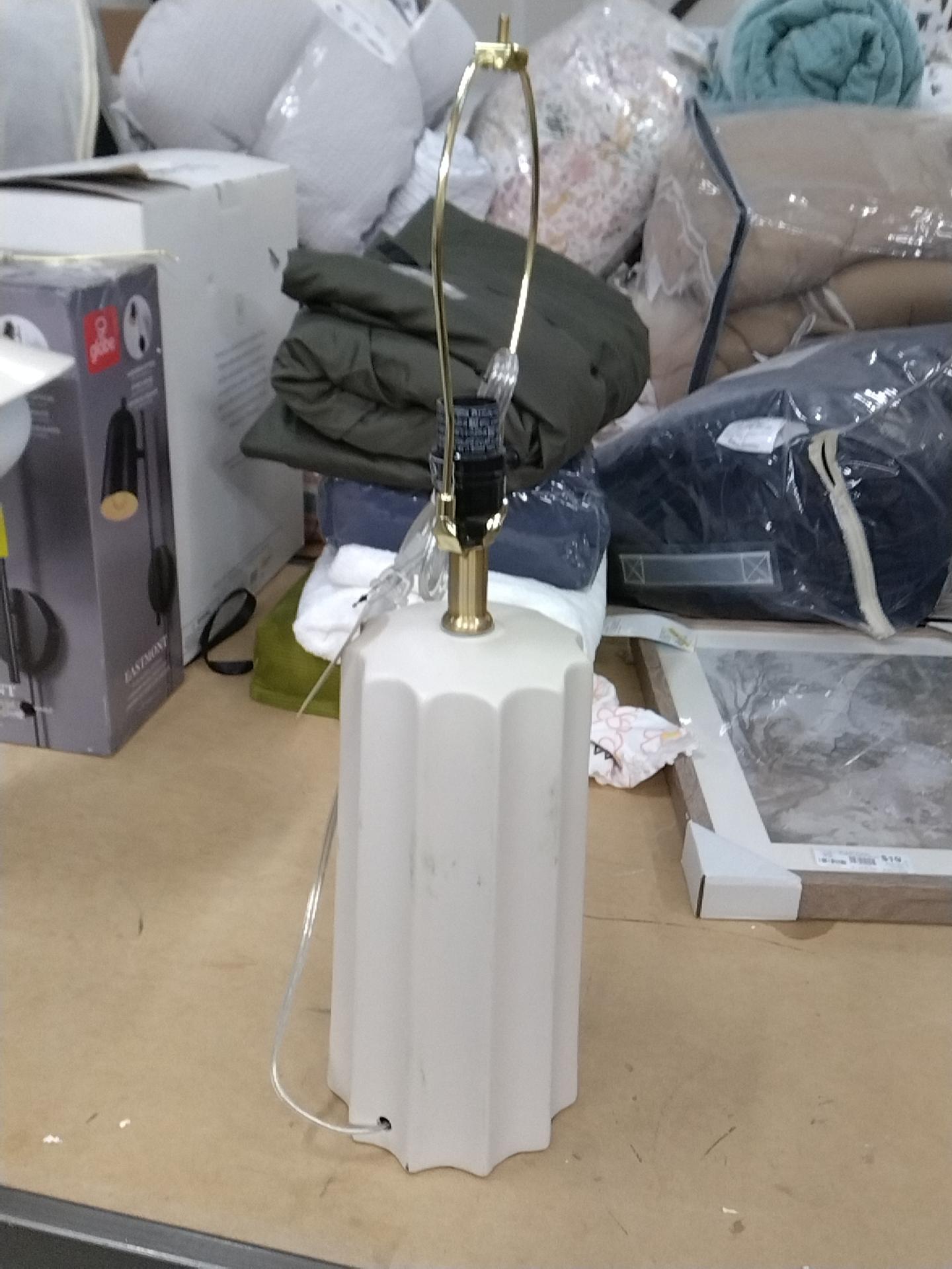 24.75"x13" Ribbed Ceramic Table Lamp Cream - Threshold: Bedside, Nightstand, No Assembly Required