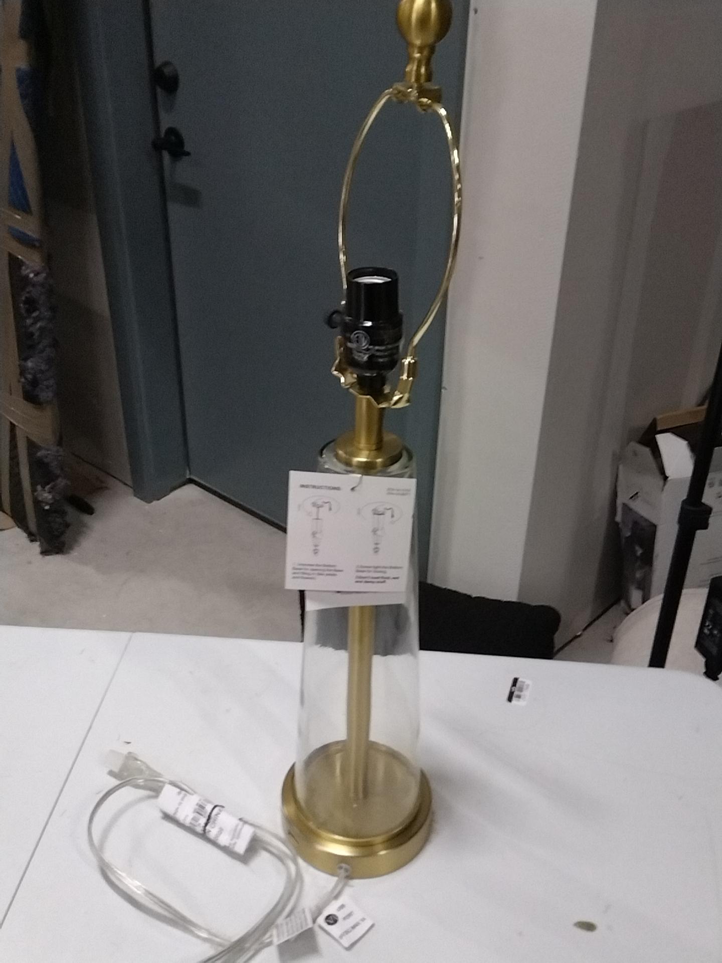 Tapered Fillable Table Lamp with USB Clear - Threshold: Gold Accent, Modern Desk Lighting, ETL Listed