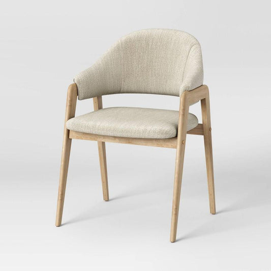 Ingleside Open Back Upholstered Wood Frame Dining Chair Cream/Natural Wood - Threshold Assembly Required