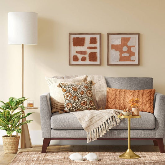 67.75"x17" Modern Floor Lamp With Table Brass - Threshold™: Etl Listed, Polyester Shade, Metal Body : Target