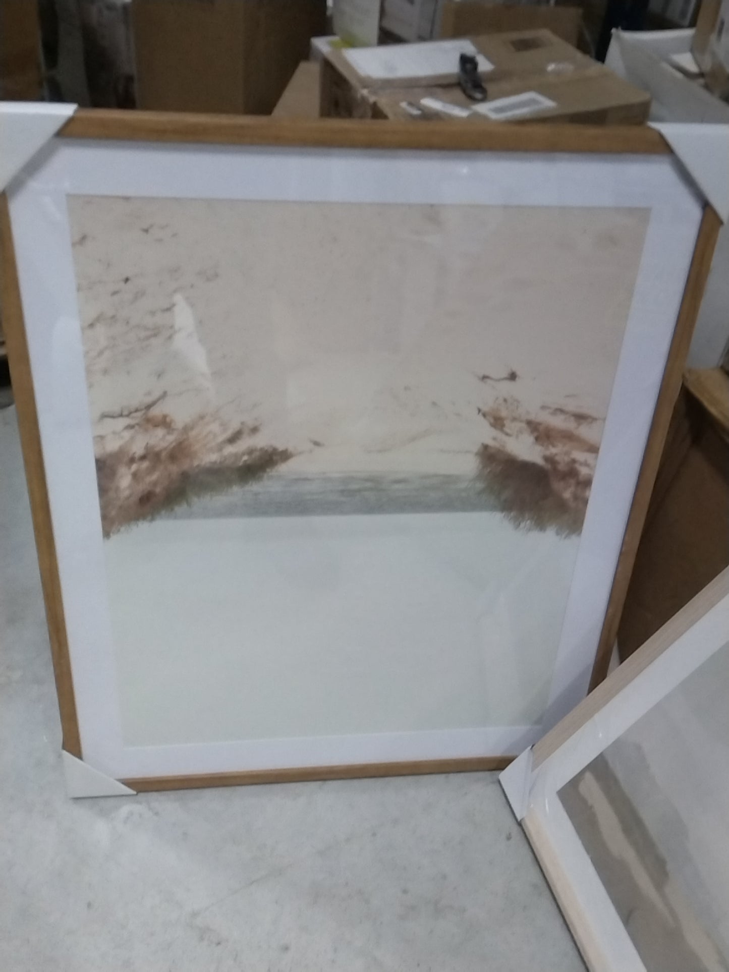 30" x 36" Sandy Shoreline Framed Framed Wall Poster Prints - Threshold designed with Studio McGee