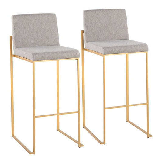 Set of 2 FujiHB Polyester/Steel Barstools Gold/Gray - LumiSource: High Back, Padded, Contemporary Design