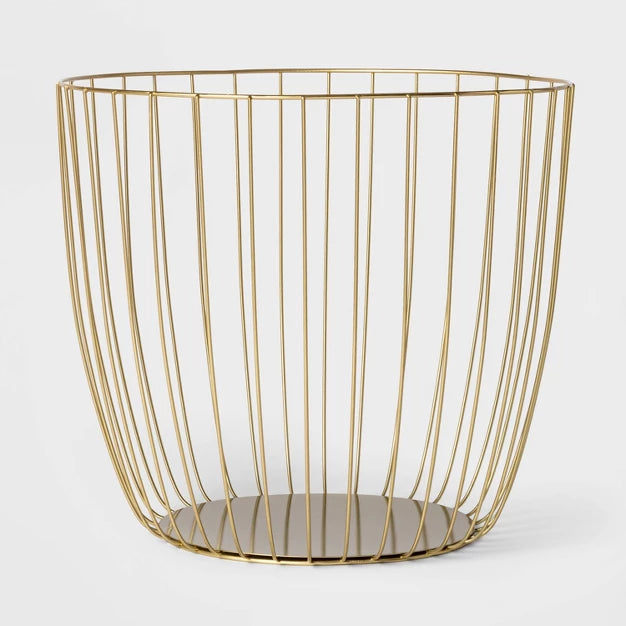 Large Metal Wire Basket Gold - Threshold: Round Decorative Blanket Holder, 18"x16" Iron Basket