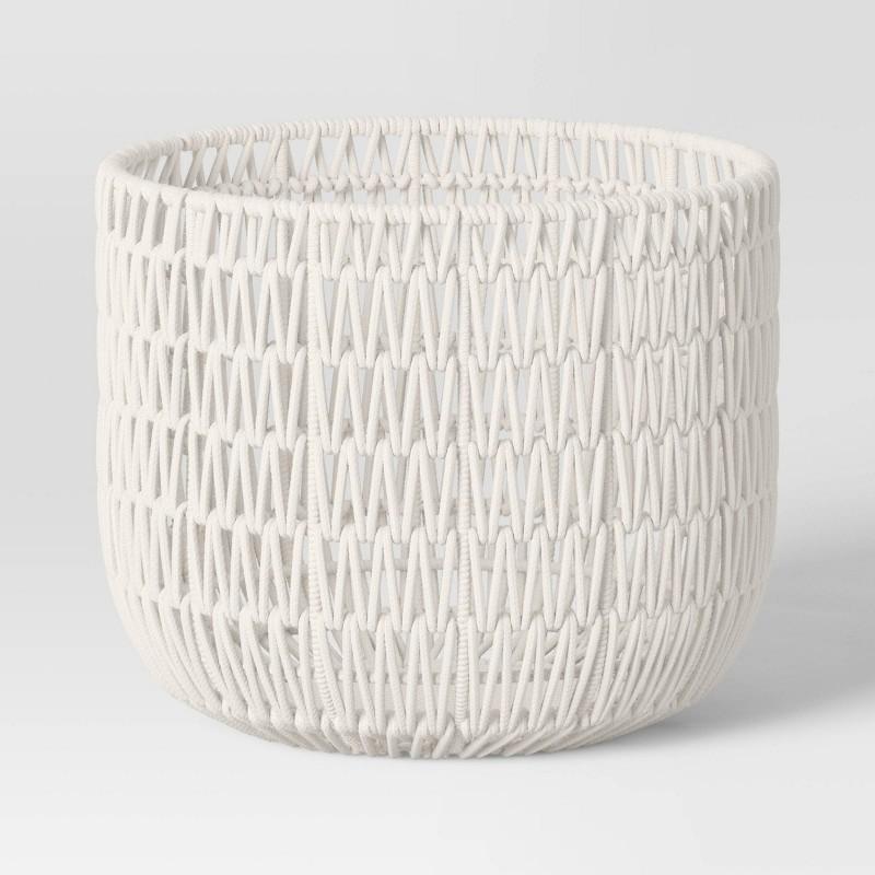 Rope Basket Cream - Threshold™: Handcrafted Polyester & Cotton, Storage For Blankets, Spot Clean, 12"x16" : Target