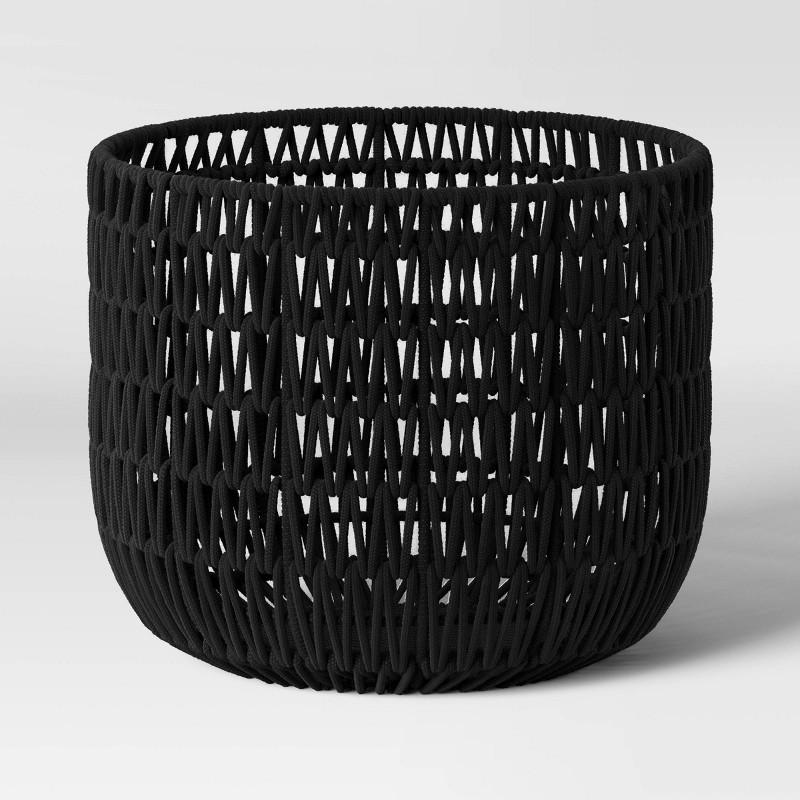 Rope Basket Black - Threshold™: Woven Polyester & Cotton, Decorative Storage Organizer, Round Shape, 16" Width : Target