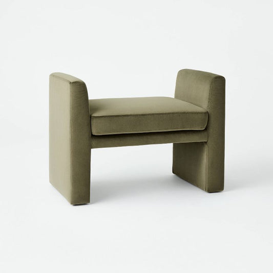 Vernon Ottoman Olive Green Velvet - Threshold designed with Studio McGee