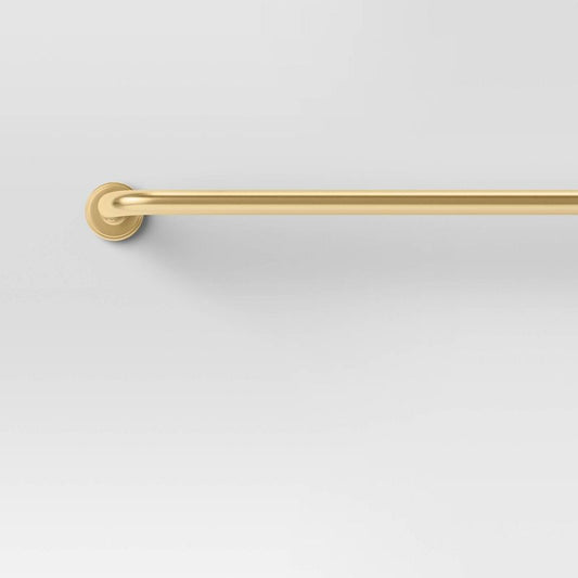 66"-120" Blackout Rounded Curtain Rod Brass - Threshold: Gold Steel, Quick Mount, Single Rod, 0.875" Diameter