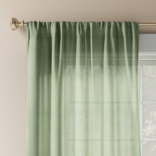 54"x63" Light Filtering Solid Farrah Window Curtain Panel Sage Green - Threshold™: Ribbed Cotton & Recycled Polyester : Target