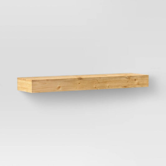 24" Floating Light Wood Shelf Natural - Threshold: Modern Storage, Wall Mount, Includes Hardware
