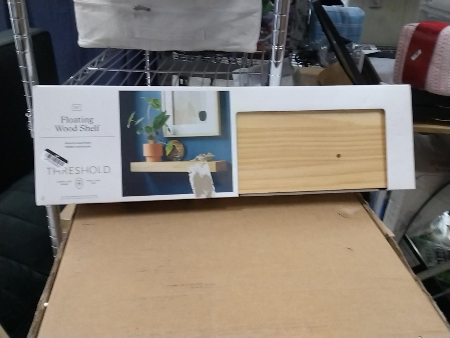 24" Floating Light Wood Shelf Natural - Threshold: Modern Storage, Wall Mount, Includes Hardware