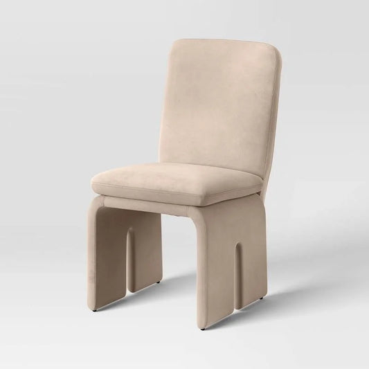 Safflower Sculptural Dining Chair Dark Tan (KD) - Threshold: Metal Frame, Upholstered, Armless