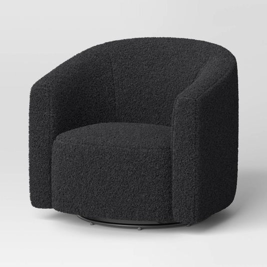 Large Aveline Swivel Chair Black Faux Shearling - Threshold™ : Target