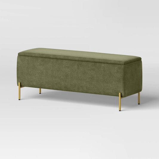 Ivy Upholstered Storage Bench Hinged Lid Sage Green - Threshold Assembly Required