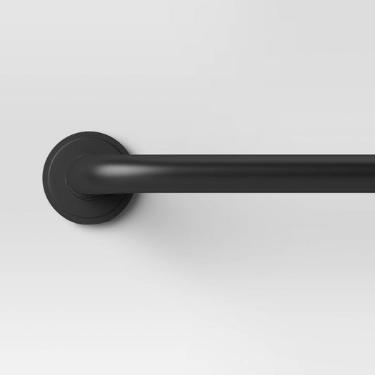 36"-66" Blackout Rounded Curtain Rod Black - Threshold: Matte Black, Powder-Coated, Quick Mount, Steel & Aluminum