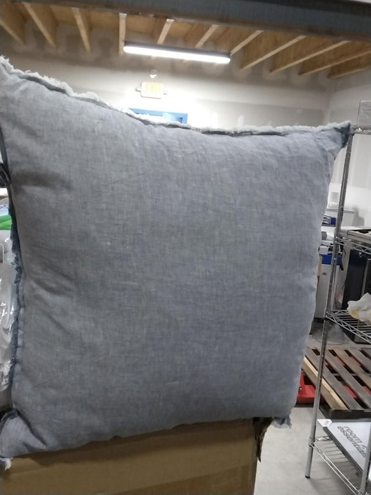 Oversized Reversible Linen Square Throw Pillow with Frayed Edges Blue - Threshold designed with Studio McGee: Indoor Comfort, Zipper Closure
