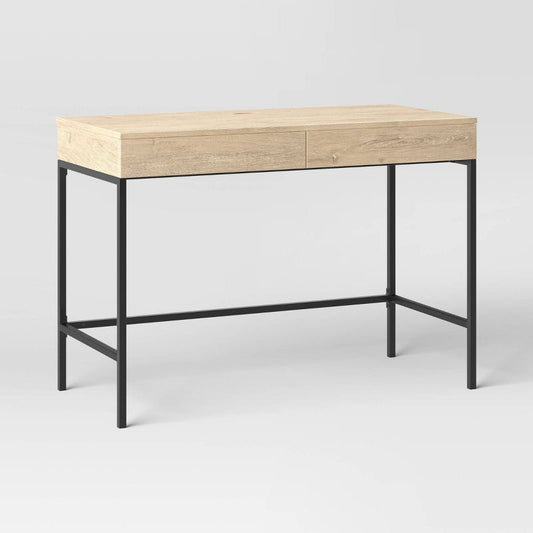 Loring Wood Writing Desk With Drawers And Charging Station Oak - Threshold™: Home Office Furniture, Laminate Surface : Target