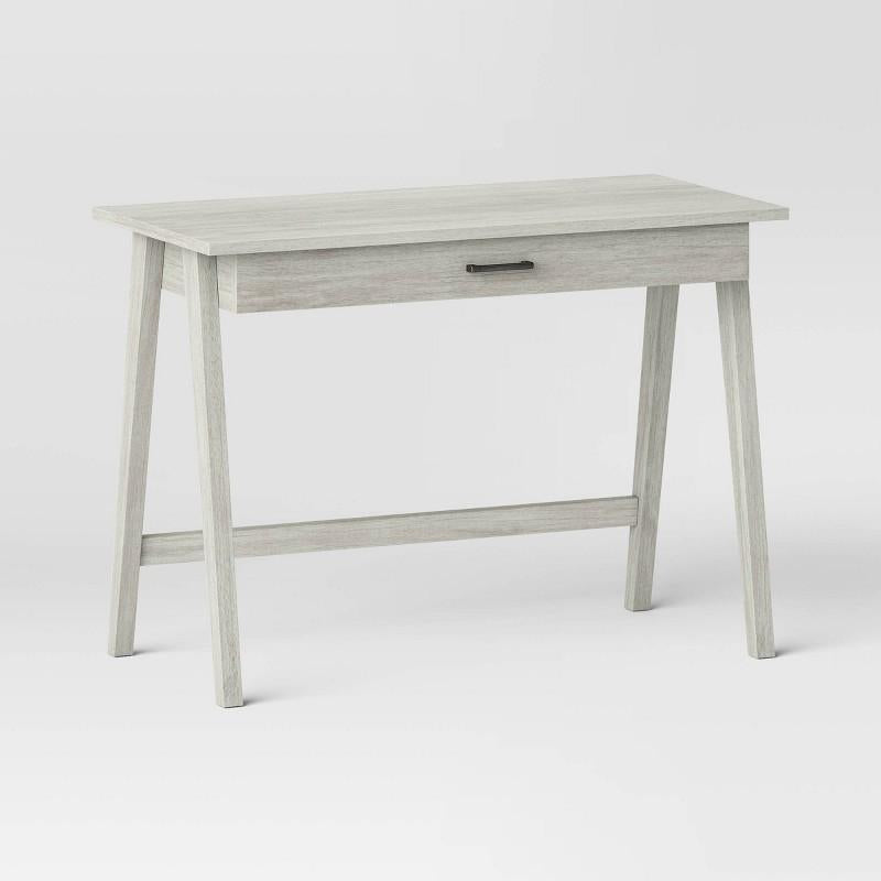 Paulo Wood Writing Desk With Drawer Weathered White - Threshold™: Sleek Home Office Furniture, Laminate Surface, Metal Hardware : Target