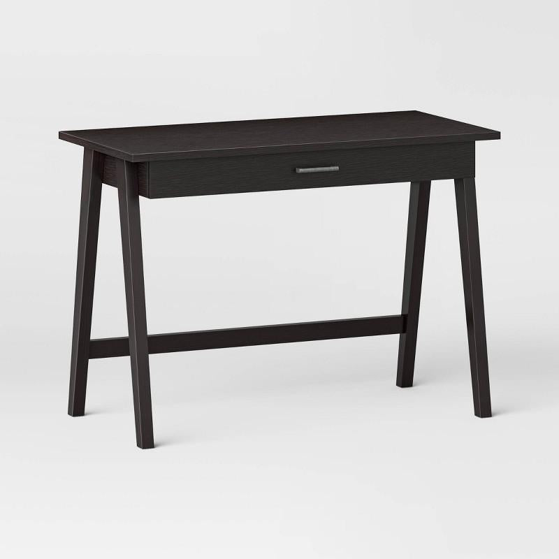 Paulo Wood Writing Desk with Drawer Black - Threshold: Home Office Furniture, 42" Workstation