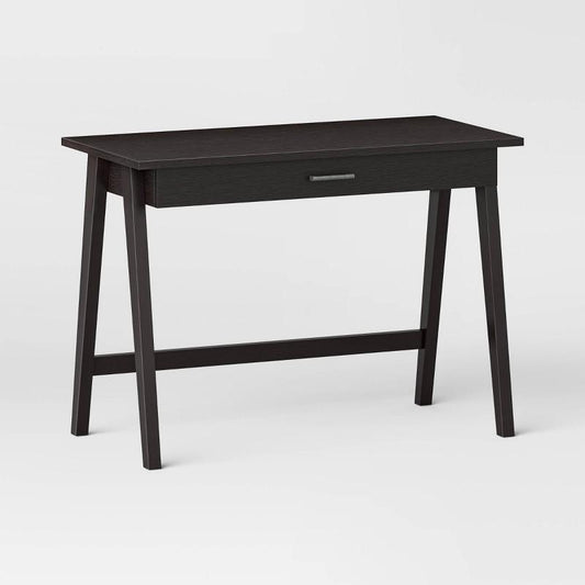 Paulo Wood Writing Desk with Drawer Black - Threshold: Home Office Furniture, 42" Workstation