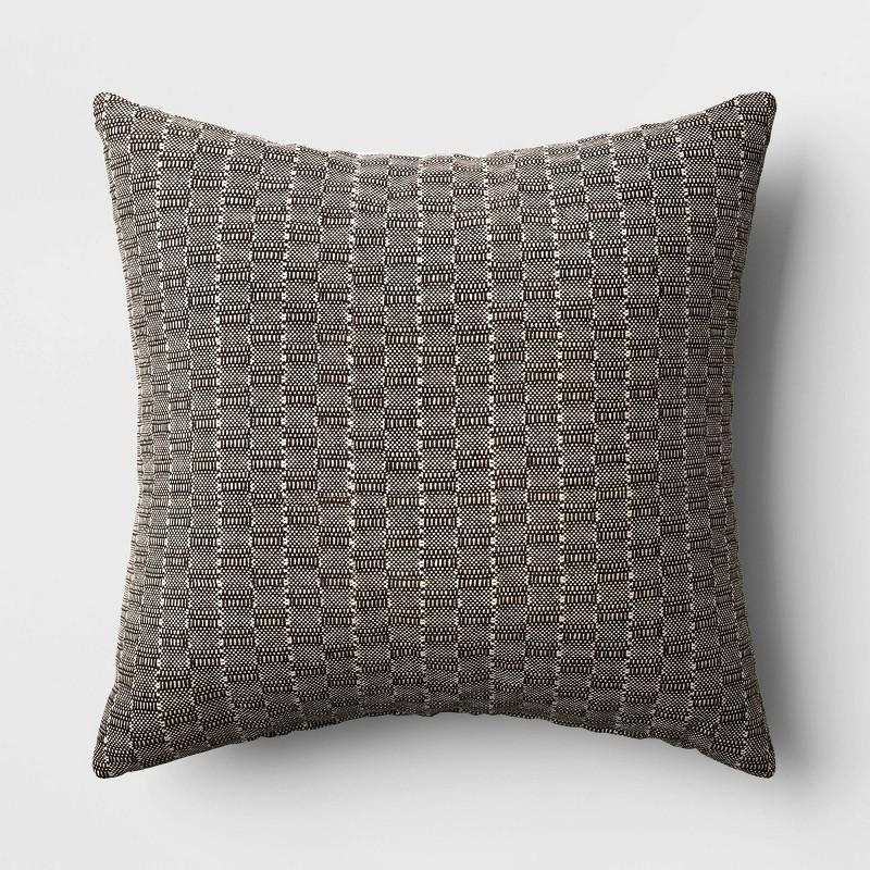 Oversized Textural Woven Square Throw Pillow Black/Neutral - Threshold: Modern Cotton Decor for Indoor Comfort