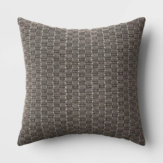 Oversized Textural Woven Square Throw Pillow Black/Neutral - Threshold: Modern Cotton Decor for Indoor Comfort