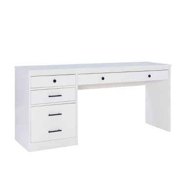 Vanessa Filing Cabinet and 2 Side Drawers Desk White - Linon