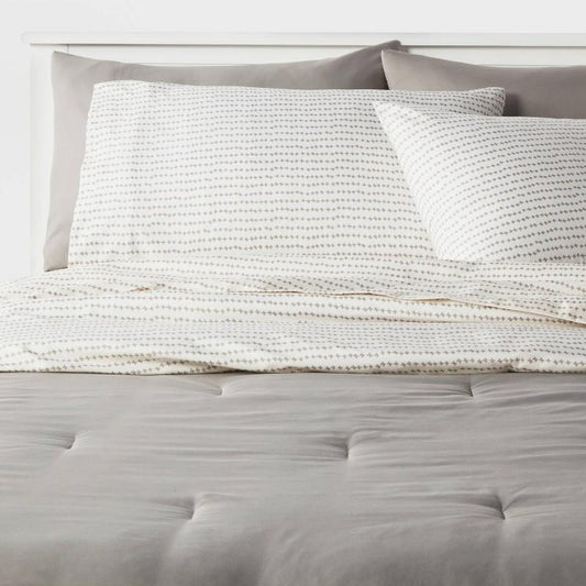 5pc Twin Extra Long Solid Microfiber Comforter & Sheets Set Gray - Room Essentials: Bed in a Bag, 180 Thread Count