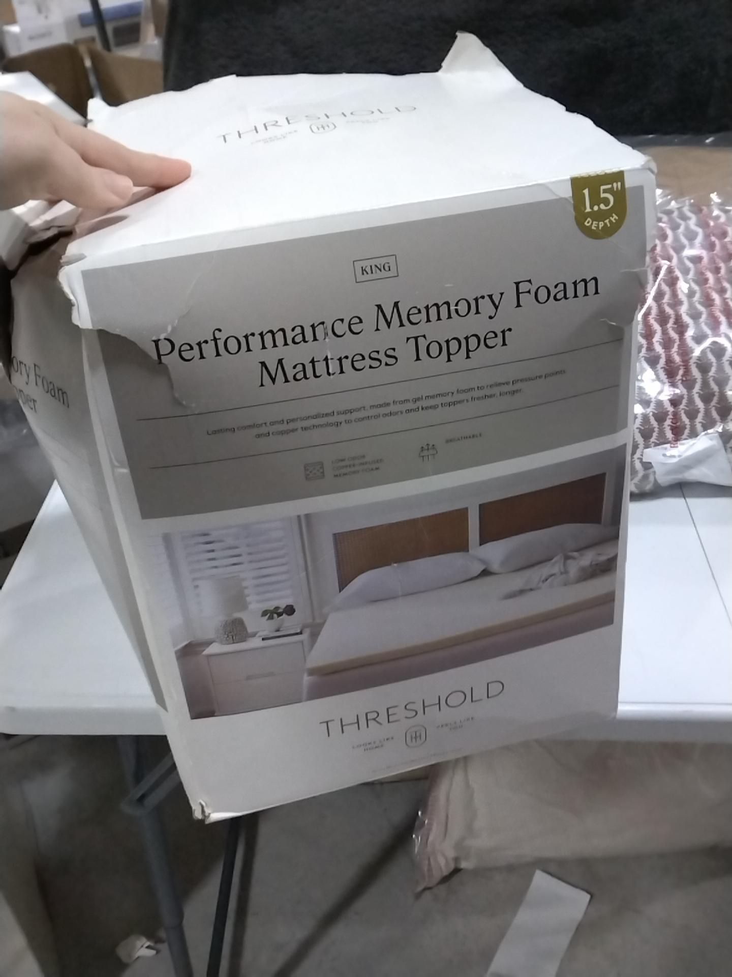 King 1.5" Performance Memory Foam Mattress Topper - Threshold: CertiPUR-US, Cooling, Polyurethane Cover