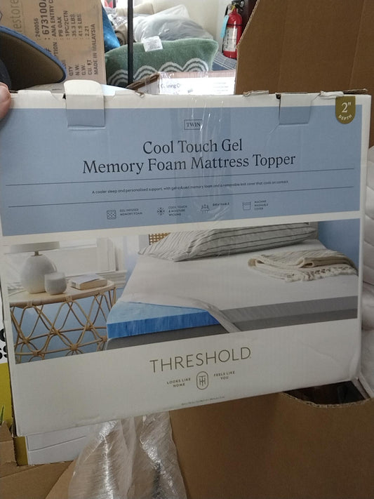Twin 2" Cool Touch Memory Foam Mattress Topper - Threshold: CertiPUR-US, Moisture-Wicking, Fits 16" Depth