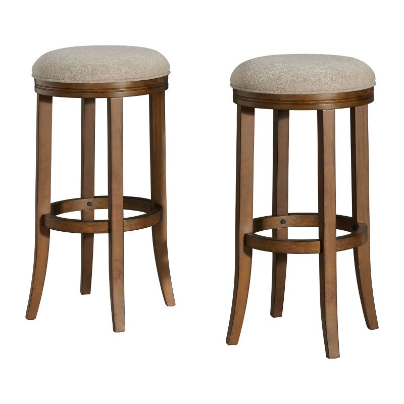 Set of 2 Natick Bar Height Stools Brown - Alaterre Furniture: Upholstered, Rubberwood Frame, Fixed Height : Target