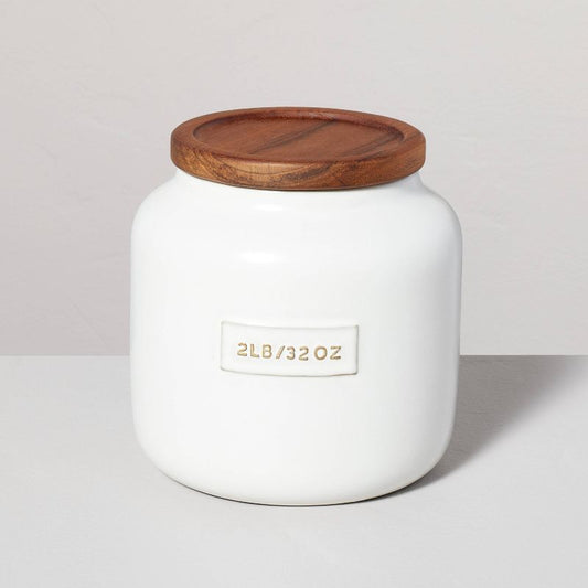 32oz Dry Goods Stoneware Canister With Wood Lid Cream/brown - Hearth & Hand™ With Magnolia: Matte Finish, Hand Wash Safe : Target