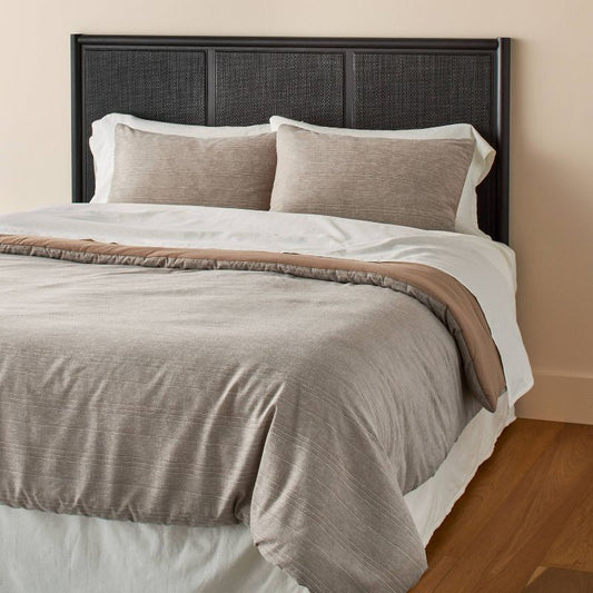 3pc Full/queen Heathered Stripe Comforter Bedding Set Brown - Hearth & Hand™ With Magnolia: Soft Dobby Fabric, Hidden Quilting : Target
