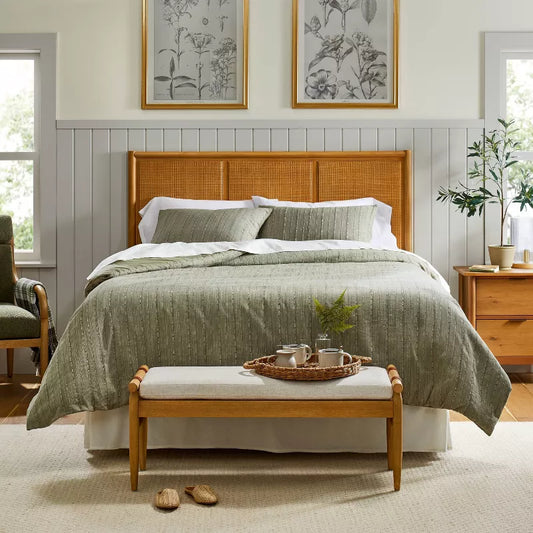 3pc King Washed Loop Stripe Comforter Bedding Set Sage Green - Hearth & Hand with Magnolia: Dobby, OEKO-TEX Certified