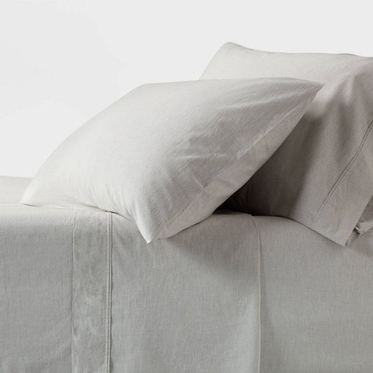 Twin/twin Xl 250 Thread Count Organic Percale Sheet Set Gray Chambray - Threshold™: Gots Certified, Teen & All Ages : Target
